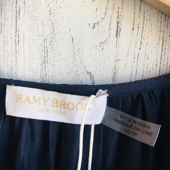 NWT Ramy Brook Smocked Mini Party Dress Blouson Navy Blue Elbow Sleeve XS - Picture 5 of 13